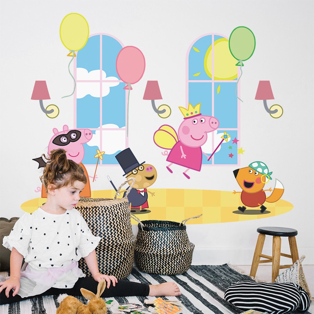 Peppa Pig Wall Decal Peppa Family Wall Decal Piglet Cartoon Hasbro Wall Art Pig Peppa