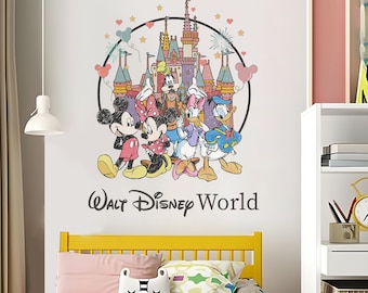 Girl room wall  Decal Mickey Wall Decal Minnie Wall Decal Donald Duck Wallpaper Castle Wall Sticker For Boy Room Wall Decal