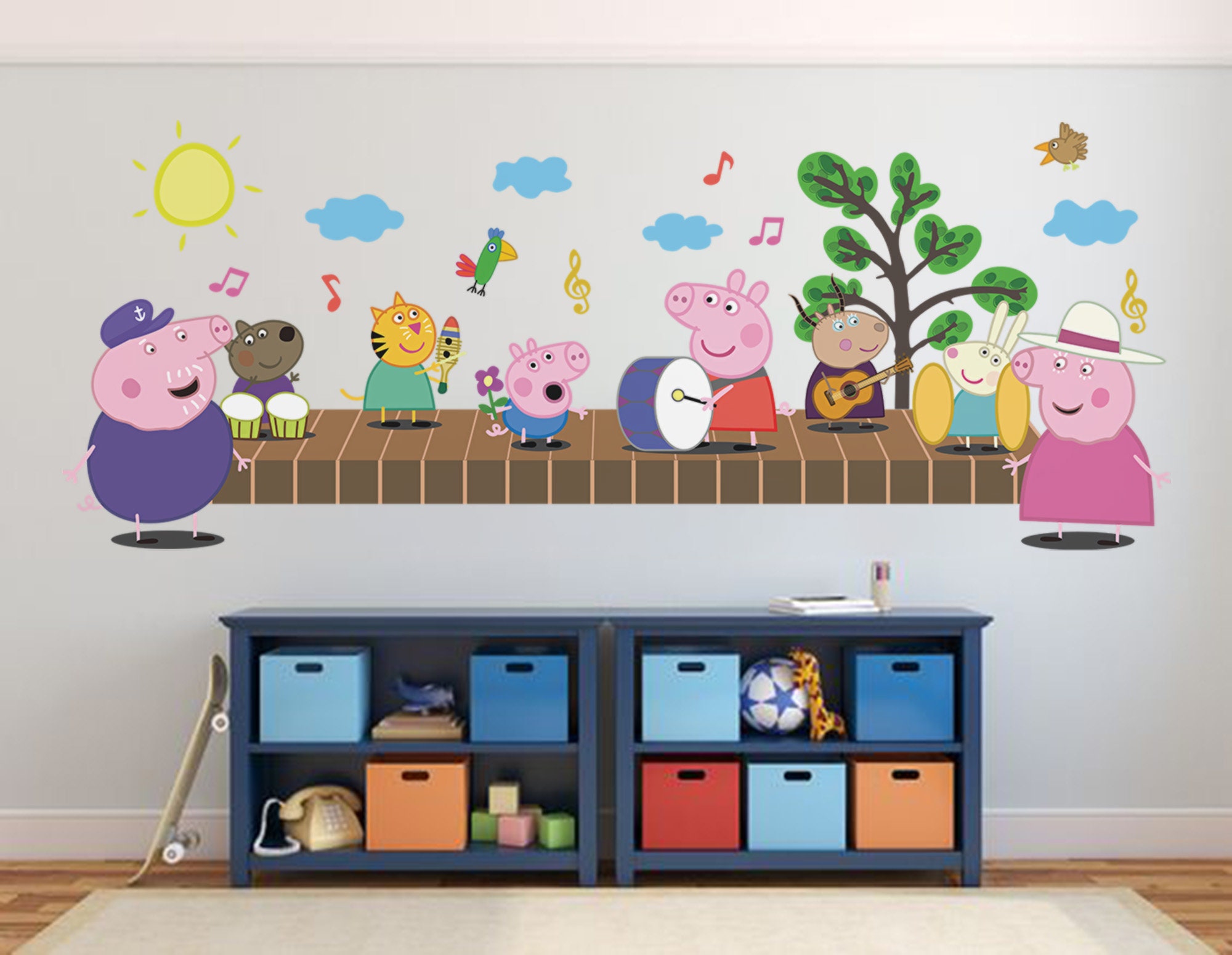 Peppa Pig Wall Sticker Peppa Pig Wallpaper Peppa Pig Family Wall Decal Peppa Wall Art