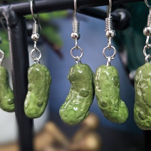 Pickle Earrings l Cucumber Earrings l Polymer Clay Charms l Food Earrings image 5