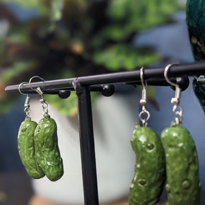 Pickle Earrings l Cucumber Earrings l Polymer Clay Charms l Food Earrings image 2