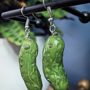 Pickle Earrings l Cucumber Earrings l Polymer Clay Charms l Food Earrings image 4