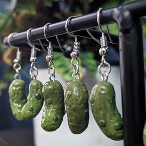 Pickle Earrings l Cucumber Earrings l Polymer Clay Charms l Food Earrings image 6