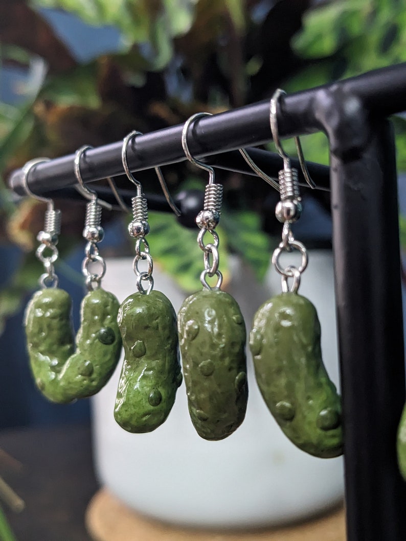 Pickle Earrings l Cucumber Earrings l Polymer Clay Charms l Food Earrings image 6
