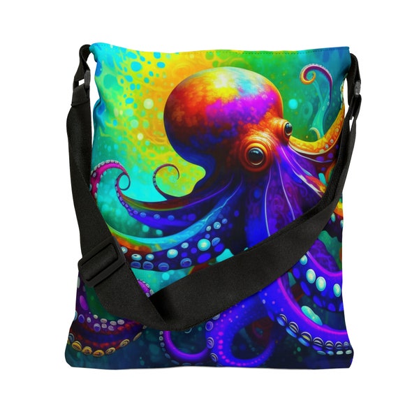 Octopus verstelbare draagtas Kleurrijke Octopus draagtas Zeewezen draagtas verstelbaar