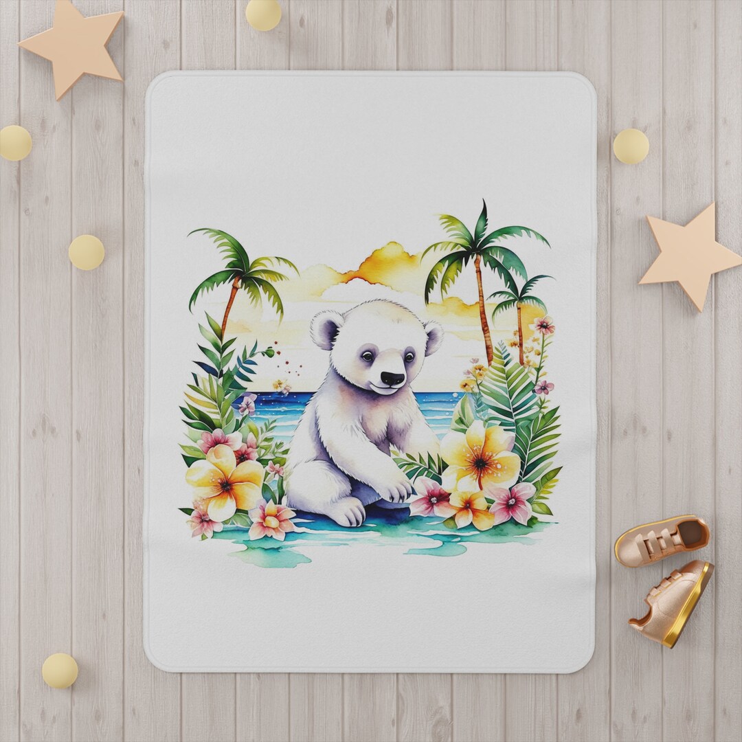 Polar Bear Cub Toddler Blanket Polar Bear Nursery Toddler Blanket Baby