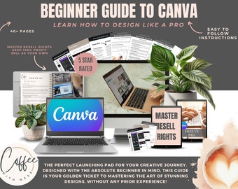 Canva Basics Guide, For beginners, Master Resell Rights, PLR ebook, Editable in Canva, Digital Product, 43 pages, how to guide, done for you