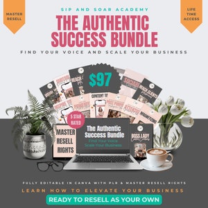 Authentic Success Bundle: Find Your Voice and Scale Your Business, Mindset, Social Media, Sales, MRR, PLR, women in business, digital access