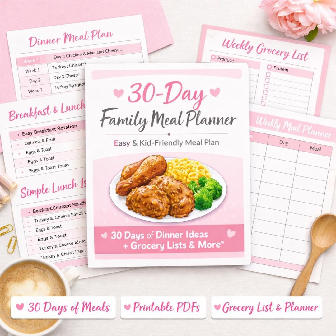 30 Day Family Meal Plan Printable - Etsy