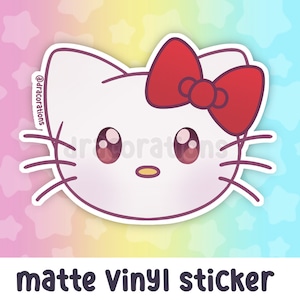 Kawaii Kitty Sticker | Cute Anime Cat Mascot Laptop Decal | Pastel Anime Manga Chibi Cartoon Kitten Sticker for Water Bottles