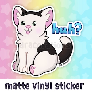 Huh? Cat 3&quot; Vinyl Sticker | Funny Meme Sticker | Tiktok Laptop Decal | Silly Cat Stickers for Water Bottle | Funny Cat Sticker