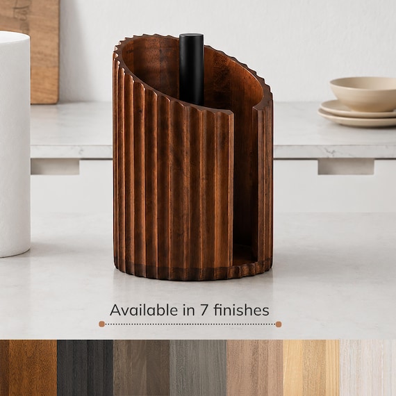 Wood Paper Towel Holder - Fluted - FSC Certified