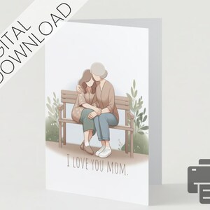 Download digitale "Ti amo mamma" - Lei - Biglietto per la festa della mamma stampabile con tenera illustrazione