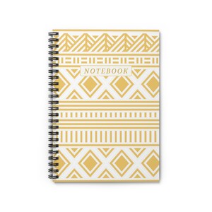 Elegant Spiral Notebook - Ruled Line, Stylish Journal for Notes, Gift for Students, Gold Patterned Notepad, School Supplies, Writing, Doodle