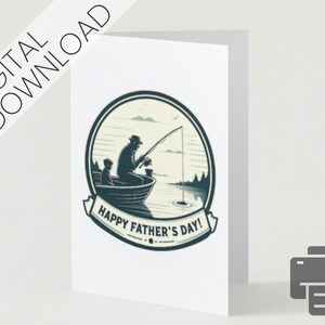 Happy Father's Day Fishing - Digitale downloadbare wenskaart, meerthema