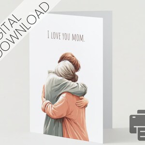 Descarga Digital 'Te amo Mamá'- Él - Tarjeta Imprimible del Día de la Madre con Tierna Ilustración