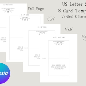 Bearbeitbare Canva-Kartenvorlagen | US Letter-Größe | 8 Kartenformate | DIY Printable | Vertikal & Horizontal | Ganze Seite, 5x7, 4x6, 4.75x4.75