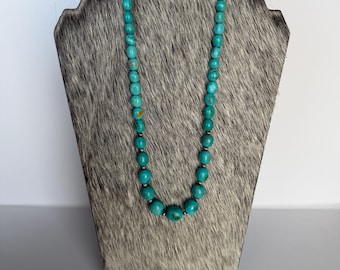 Sterlingzilveren ketting Kingman Turquoise en Navajo-parel 22"