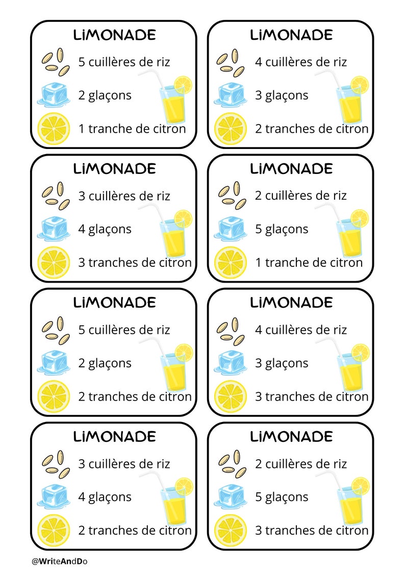 Digital Cardboard Boxes for Sensory Bin in French to Print Lemon and