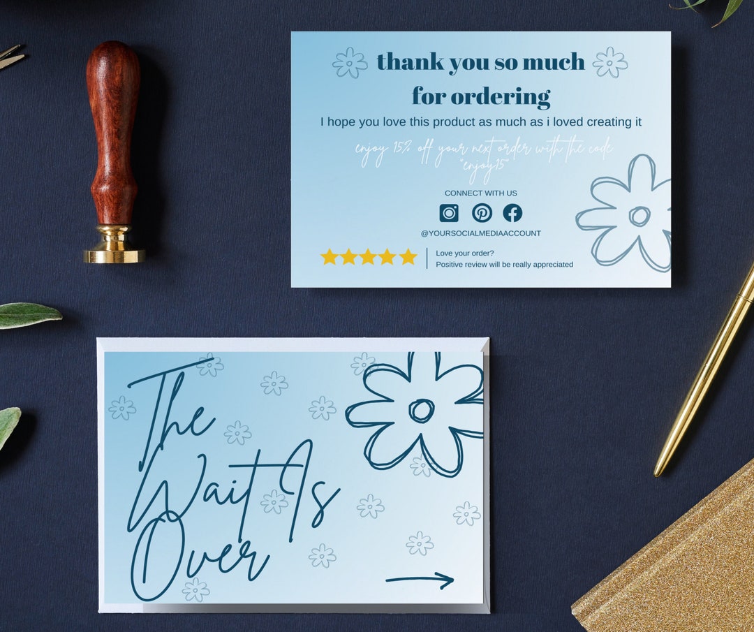 Editable Digital Canva Thank You Card Template Minimalist Gradient Blue ...