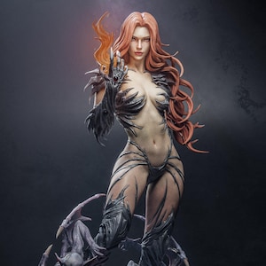 Dark Sorceress Warrior Statue, High-Detail Resin Miniature, Fantasy Figure Kit, Unassembled & Unpainted, Resin Sculpture, Garage Kit