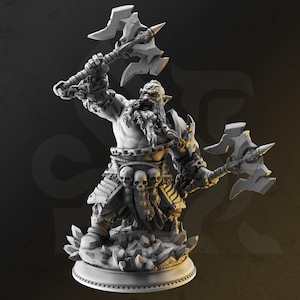 Korthart the Hateful Heart Dark Dwarf Berserker Miniature | DnD Resin Model | 28mm / 32mm / 75mm DM Stash Welcome Pack