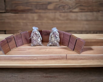 Cedar Blocks & Sachets for Clothes and Shoe Storage - 100% Aromatic Eastern Red Cedar Wooden Blocks and Sachets - No dust - FREE SHIPPING