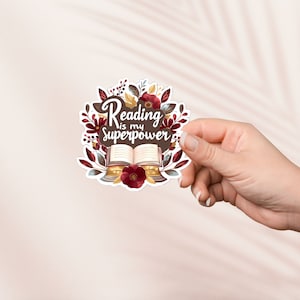 La lecture est mon super pouvoir, Sticker vinyle livresque mignon, Merch livresque, Cadeau pour amateur de livres, Stickers Kindle pour liseuse électronique, Amateur de lecture, Smut Reader