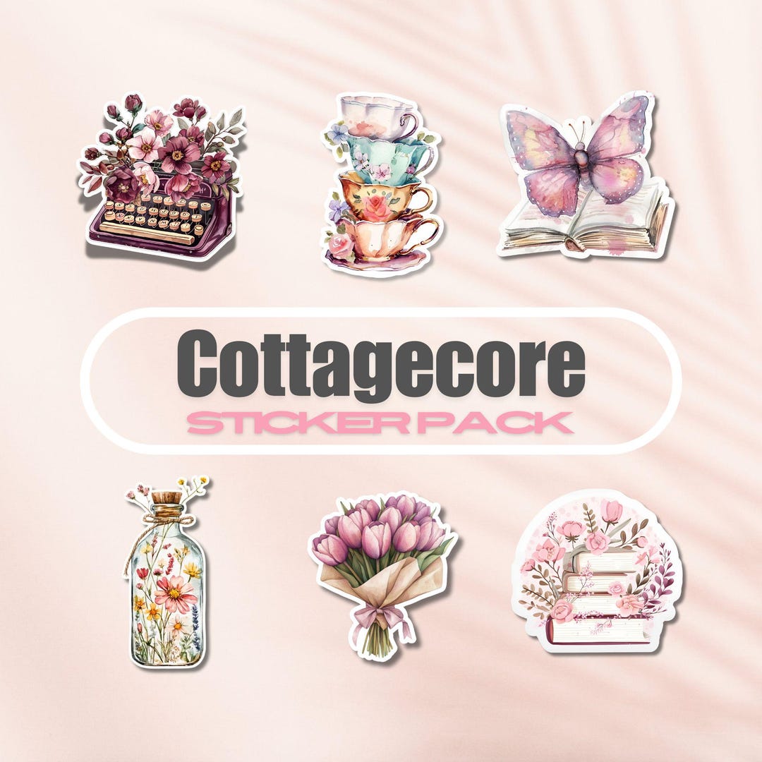 Cottagecore Sticker Pack, Vinyl Bookish Stickers Bundle, Book Lover