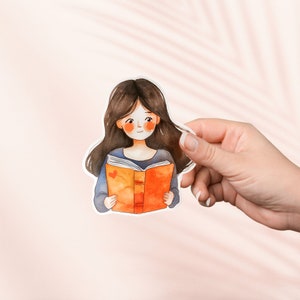 Ragazza che legge adesivo, adesivo libresco carino, adesivi Kindle, merchandising libresco, regalo per gli amanti del libro, regalo e-reader, amante del lettore, vinile impermeabile
