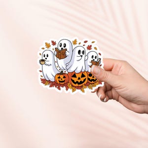 Leuke sticker spooklezen, leesgrage sticker, leesgrage merchandise, cadeau boekenliefhebber, e-reader Kindle-stickers, leesliefhebber, gezellige herfst, Cottagecore