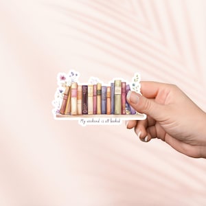 Sticker Mon week-end est tout réservé, Sticker vinyle mignon, Merch livresque, Cadeau pour amoureux des livres, Stickers Kindle pour liseuse électronique, Amateur de lecture, Aquarelle