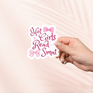 Hot Girls Read Sticker, Pink Bow Coquette, Cute Sticker, Bookish Merch, Book Lover Gift, e-reader Kindle Stickers, Reading Lover, Smut Reader