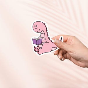 Bonita pegatina de dinosaurio leyendo, bonita pegatina de Cottagecore, pegatinas de Kindle, artículos de merchandising de libros, regalo para amantes de los libros, regalo para lectores electrónicos, amantes de la lectura, lectores obscenos
