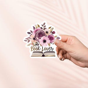 Pegatina de libro y flores, bonita pegatina de vinilo para amantes de los libros, artículos para amantes de los libros, pegatinas para Kindle, para amantes de la lectura, romance