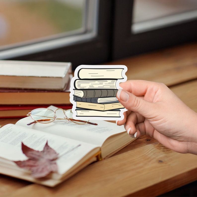 Stack of Books Sticker, Bookish Sticker, Kindle Stickers, Bookish Merch ...