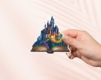 Pegatina de lector de fantasía, Castillo de cuento de hadas encantado, Merchandising literario, Regalo para amantes de la lectura, Pegatinas para Kindle, Amante de la lectura, Lector Booktok