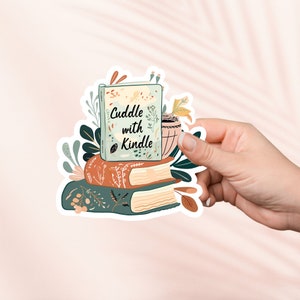 Sticker câlin avec kindle, autocollant en vinyle mignon, autocollants Kindle, produit livresque, cadeau pour amoureux des livres, cadeau liseuse, amateur de lecture, smut Reader