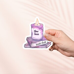 Pegatina de combustión lenta, linda pegatina de vela púrpura, pegatinas Kindle, merchandising de libros, regalo para amantes de los libros, regalo de lector electrónico, amante de la lectura, lector de obscenidades