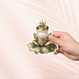 Pegatina de rana leyendo, pegatina de estilo cottagecore, pegatinas para Kindle, artículos de libros, regalo para amantes de los libros, regalo para lectores electrónicos, amante de la lectura, sapo divertido