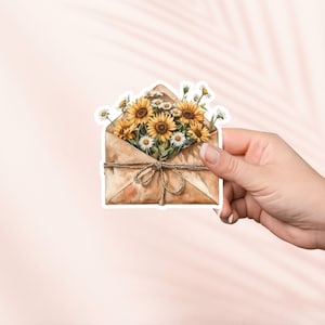 Sticker enveloppe tournesol rustique, Sticker cottagecore mignon, Stickers Kindle, produit livresque, cadeau pour amoureux des livres, cadeau liseuse, amateur de lecture