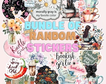 Bundelstickers, Mystery Grab Bag, Vinyl Bookish Sticker Pack, Book Lover Gift, e-reader Kindle Stickers, Reading Lover, Fantasy Bookish Merch