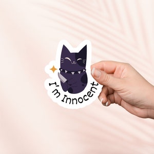 Pegatina inocente de gato negro, linda pegatina de vinilo, merchandising bookish, regalo para amantes de los libros, pegatinas Kindle para lectores electrónicos, amantes de la lectura, lectores de obscenidades, Booktok