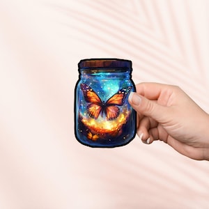 Pegatina de tarro de mariposa, bonita pegatina de estilo cottagecore, pegatinas para Kindle, artículos de merchandising para amantes de los libros, regalo para amantes de los libros, regalo para lectores electrónicos, amantes de la lectura, caprichoso