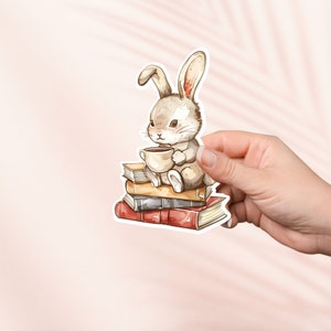 Häschen-Lesebuchaufkleber, niedlicher Vinyl-Aufkleber, Kindle-Aufkleber, Bookish Merch, Buch-Liebhaber-Geschenk, e-Reader-Geschenk, Lese-Liebhaber, Schmutz-Leser