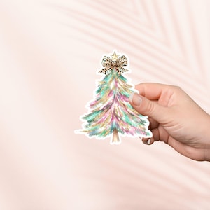 Pegatina de árbol de Navidad brillante, bonita pegatina navideña, pegatinas para Kindle, pegatinas para botellas de agua, regalo para amantes de los libros, regalo para lectores electrónicos, amantes de la lectura
