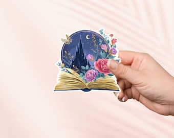Romantasy Castle Sticker, Enchanted Fairytale castle, Bookish Merch, Book Lover Gift, e-reader Kindle Stickers,Reading Lover, Reader Booktok