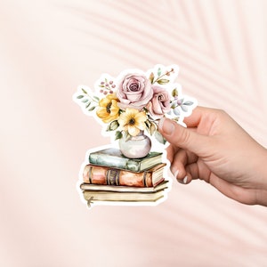 Bloemen en boeken sticker, schattige leesachtige vinyl sticker, leesachtige Merch, boek minnaar cadeau, e-reader Kindle stickers, leesliefhebber, Smut Reader