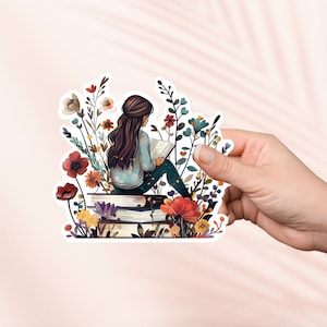 Mädchen-Lesebuch-Aufkleber, süßer Bücherwurm-Vinyl-Aufkleber, Bücherwurm-Merch, Buchliebhaber-Geschenk, E-Reader-Kindle-Aufkleber, Leseliebhaber, Smut Reader
