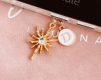 Gepersonaliseerde Kindle-bedel, gouden zon- en stofplugbedel, op maat gemaakte leesgrage geschenken, boekenliefhebber cadeau, Kindle-decor, telefoonbedel, USB-C